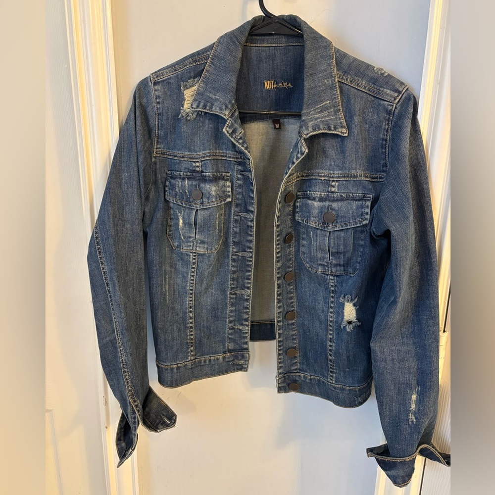 Kut from the kloth distressed denim jacket. Size M